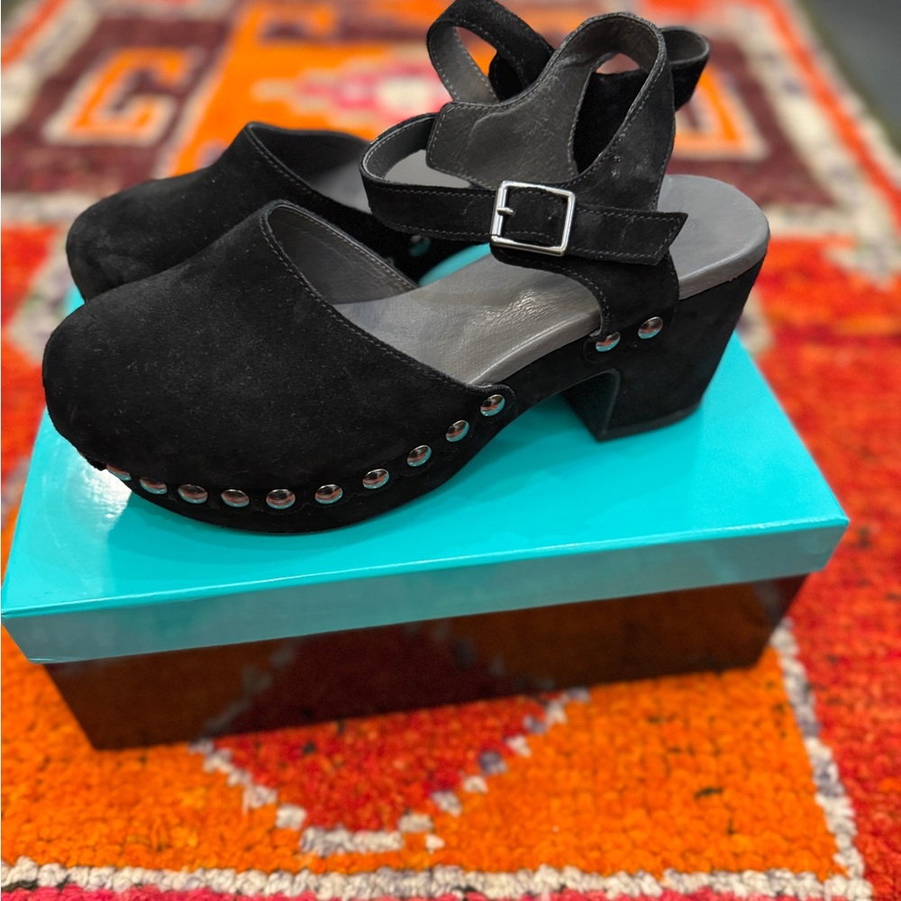 Chocolat Blu Black Suede Studded Mules - Picture 2 of 8